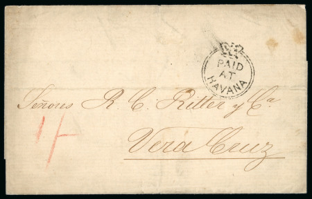 Stamp of Cuba » Outgoing Mail Cuba British Post Office 1860 crown circle cover to Vera Cruz