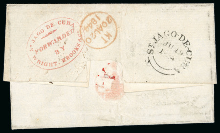 Stamp of Cuba » Outgoing Mail Cuba British PO 1844 St Jago De Cuba forwarding agent cover