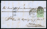 Stamp of Great Britain » 1854-1900 Postal History of the Perforated Line Engraved and Surface Printed Issues Cuba 1870-72 three entires from Birmingham to Habana