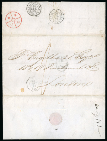 Stamp of Cuba » Outgoing Mail Cuba 1868 Santiago de Cuba entire to London via French ship