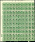 Stamp of Egypt » 1922 Crown Overprints 1922 Type I: 4m green, second setting, thrid transfer, stone A, mint and mint nh complete marginal pane of one hundred (100), showing control number B.23, usual perf. reinforcements, fresh, very fine and scarce sheet fro