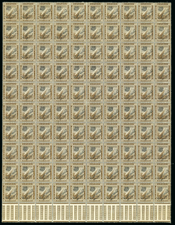 Stamp of Egypt » 1922 Crown Overprints 1922 Type III: 1m brown, form C, mint and mint nh complete marginal pane of one hundred (100), usual perf. reinforcements, fresh, very fine and a scarce sheet 