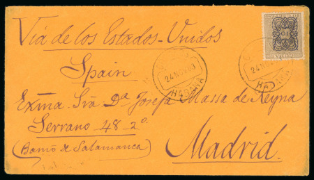 Stamp of Cuba » Outgoing Mail Cuba 1883 ornate blue '10' on 10c cover Habana to Madrid