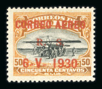Stamp of Bolivia » Airmails / Air Post Bolivia 1930 Graf Zeppelin 50c with red overprint hinged mint