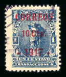 Stamp of Bolivia Bolivia 1917 10c on 1c surcharged revenue stamp in red used