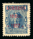 Stamp of Bolivia Bolivia 1917 10c on 1c surcharged revenue stamp in red used small thin