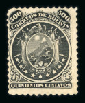Stamp of Bolivia Bolivia 1868-69 Coat of Arms 500r black with 9 and 11 stars unused