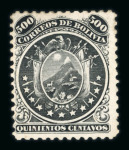 Stamp of Bolivia Bolivia 1868-69 Coat of Arms 500r black with 9 and 11 stars unused