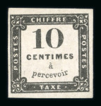 Stamp of France » Timbres-Taxe 1859, Taxe n°1 litho neuf sans gomme (*). Grande fraîcheur