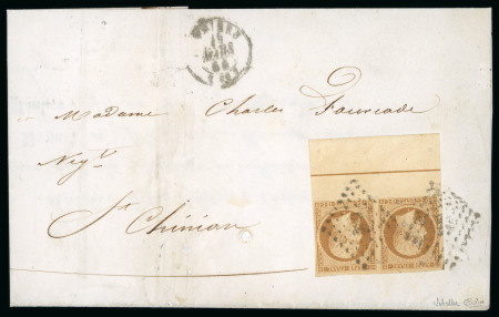 Stamp of France » Présidence de 1852 1852, Y&T n°9b Napoléon 10c bistre en paire avec grand