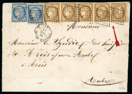 Stamp of France » Type Cérès de 1849-1850 1849, exceptionnel affranchissement de la première émission composé d'une tête-bêche du n°1 Cérès 