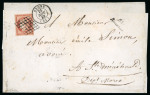 Stamp of France » Type Cérès de 1849-1850 1849, Cérès n°7 1fr vermillon oblitéré grille sur lettre