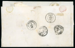 Stamp of France » Type Cérès de 1849-1850 1849, Cérès n°7 1fr vermillon oblitéré grille sur lettre