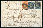 Stamp of France » Type Cérès de 1849-1850 1850, lettre exceptionnelle affranchie de 25c bleu