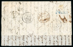 Stamp of France » Type Cérès de 1849-1850 1850, lettre exceptionnelle affranchie de 25c bleu