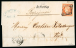 Stamp of France » Type Cérès de 1849-1850 1850, Cérès 40c orange oblitéré grille sur lettre avec cursive 65 "Le Perthus" et cachet à date de Perpignan