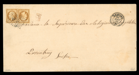 Stamp of France » Présidence de 1852 1853, Présidence n°9 10c bistre, 2 pièces formant tête-bêche