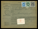 Stamp of Egypt » 1922 Crown Overprints 1922 Type I: 50m purple, 2m and 3m pair, plus 5m single, all tied in registered cover from Cairo to Bale, Switzerland, also 100m slate-black, on parcel cards with King Fouad 15m and 20m, a fine and scarce pair of high va