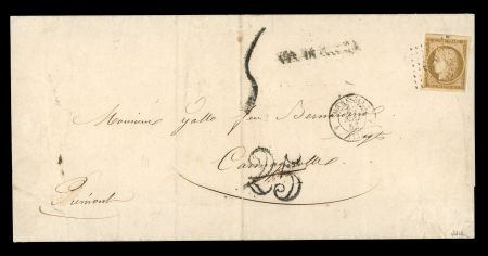Stamp of France » Type Cérès de 1849-1850 1853, Lettre de Marseille (Bouches du Rhône) pour Carmagnola