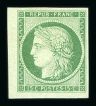 Stamp of France » Type Cérès de 1849-1850 1850, Cérès n°2 15c vert, superbe exemplaire neuf *