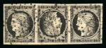 Stamp of France » Type Cérès de 1849-1850 1849, bande de trois contenant une paire tête-bêche