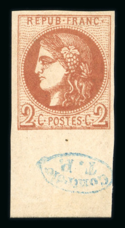 Stamp of France » Emission de Bordeaux 1870 1870, Émission de Bordeaux, n°40B 2c avec bord de feuille