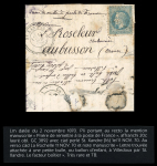 Stamp of France » Ballons Montés 1870, exceptionnelle lettre envoyée par le 43ème ballon