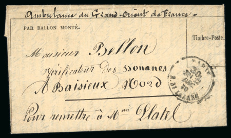 Stamp of France » Ballons Montés 1870, Gazette des Absents avec mention manuscrite "Ambulance