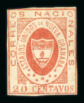 Stamp of Colombia 1861-62, group incl. 1861 2 1/2c used (YT 10 €1'000)