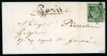Stamp of France » Type Cérès de 1849-1850 1850, Cérès n°2b 15c vert foncé sur lettre locale de