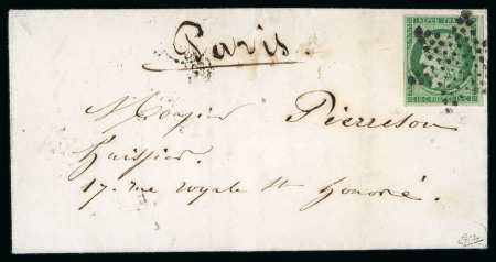 Stamp of France » Type Cérès de 1849-1850 1850, Cérès n°2b 15c vert foncé sur lettre locale de