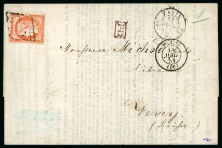 Stamp of France » Type Cérès de 1849-1850 1850, Cérès n°5a orange vif (superbe nuance) oblitéré