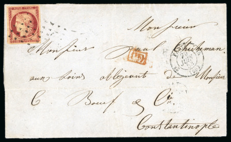 Stamp of France » Type Cérès de 1849-1850 1850, Cérès n°6 1fr carmin oblitéré gros point sur