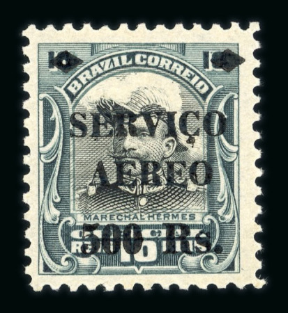 Stamp of Brazil » Airmails 1927 Airmail Provisional 500r on 10r grey error, mint o.g.