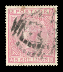 Stamp of Great Britain » 1855-1900 Surface Printed » 1867-83 High Values 1867-83 10s wmk MC used with Manchester "466" duplex and 5s pl.4 wmk anchor used