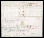 Stamp of China » Incoming Mail 1857-61 Washington 10c green, type V multiple franking on cover to China
