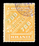 Stamp of Brazil » Later Issues 1898 700r Newspaper stamp with rare 700r surcharge error used