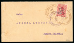Stamp of Colombia » Airmails 1919 Airmail 2c Knox Martin with variety "1" with serif from pos.5, tied to 1919 (Jun 18) envelope