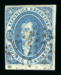 Stamp of Argentina » General issues 1864-67 15c Rivadavia Watermarked, used