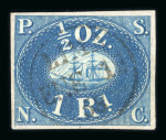 Stamp of Peru » Pacific Steam Navigation Co. Issue 1857 1R PSNC used with neat "LIMA / ENE 1 / 58" "socked-on-the-nose" cds, repaired