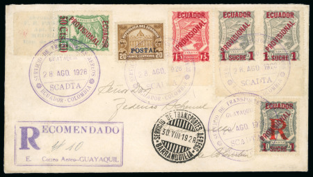 Stamp of Ecuador » Scadta 1928 SCADTA Provisionals 50c on 10c green and others on cover