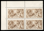 Stamp of Great Britain » King George V » 1913-19 Seahorse Issues 1915 De La Rue 2s6d yellow-brown mint n.h. block of four with variety watermark reversed