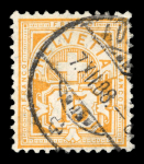 Stamp of Switzerland / Schweiz » Ziffermuster 1888, Ziffermuster 15 Rp. in der gelborangen Nuance