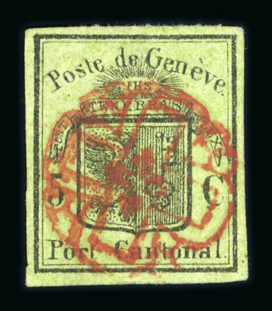 Stamp of Switzerland / Schweiz » Kantonalmarken » Genf 1846, grosser Adler gelbgrün