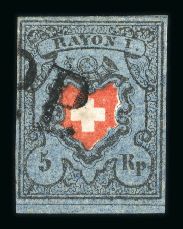 Stamp of Switzerland / Schweiz » Rayonmarken » Rayon I, dunkelblau ohne Kreuzeinfassung 1850, Rayon I dunkelblau ohne Kreuzeinfassung