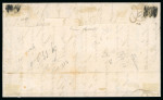 Stamp of Italian States » Sicily » 1 Grano, Plate I » Covers Sicily 1859 1 Gr. plate I, state II, olive brown (bruno olivastro), six examples (incl. position 89 with retouch) on entire from Mesaina to Girgenti