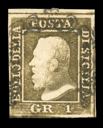 1859 1 Gr. Plate II, light olive-brown (bruno oliva chiaro), position 114, with good even margins. Fine used example.  Expertise: Signed "AD" and "ED".