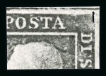 1859 2 Gr. Plate I, cobalt-blue (cobalto), position 56 showing retouch, with small even margins, tied to small fragment. Fine used example.