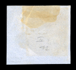 1859 2 Gr. Plate II, bright ultramarine (azzurro oltremare vivo), position 42, oily print, with four good margins, used on fragment.  A scarce and highly attractive example of this distinctive oily printing, displaying e