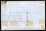 1859 5 Gr. Plate I, dark carmine (carminio scuro), 2 Gr. Plate I, blue (azzurro) on Palermo paper, and 1 Gr. Plate II, olive-grey (oliva grigiastro) on Naples paper, the latter showing position 59 retouch, on registered 